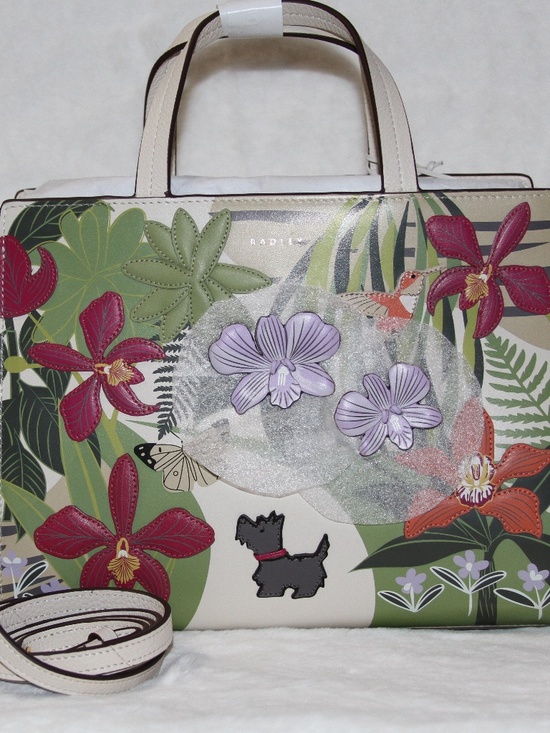 RADLEY LONDON Handbags - Radley London Scottie RHS Zip Top Leather 3D Floral Applique Grab Satchel Bag